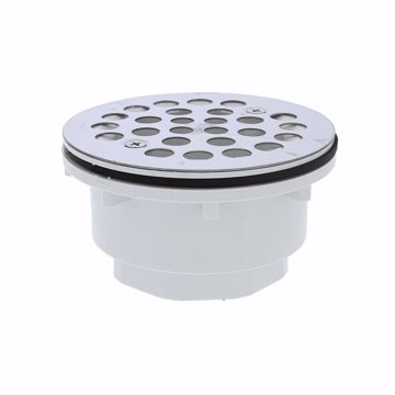Picture of 2" PVC Shower Stall Drain with Receptor Base and Stainless Steel Strainer