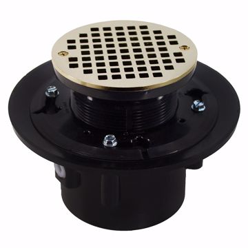 Picture of 2" x 3" Heavy Duty ABS Drain Base with 3-1/2" Plastic Spud and 6" Nickel Bronze Strainer