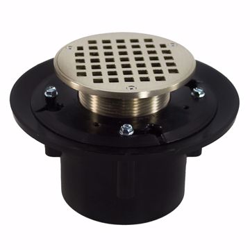 Picture of 2" x 3" Heavy Duty ABS Drain Base with 4" Metal Spud and 5" Nickel Bronze Strainer