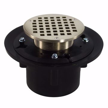 Picture of 3" x 4" Heavy Duty ABS Drain Base with 3-1/2" Metal Spud and 6" Nickel Bronze Strainer