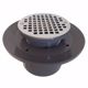 Picture of 3" x 4" Heavy Duty PVC Slab Drain Base with 3-1/2" Plastic Spud and 6" Chrome Plated Strainer