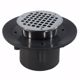 Picture of 3" x 4" Heavy Duty PVC Slab Drain Base with 3-1/2" Metal Spud and 6" Chrome Plated Strainer