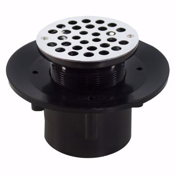 Picture of 3” x 4” ABS Slab Drain with 6” Stainless Steel Strainer