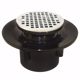 Picture of 4" Heavy Duty ABS Slab Drain Base with 3-1/2" Plastic Spud and 5" Chrome Plated Strainer