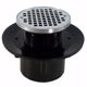 Picture of 4" Heavy Duty ABS Slab Drain Base with 3-1/2" Plastic Spud and 5" Chrome Plated Strainer with Ring