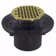 Picture of 4" Heavy Duty PVC Slab Drain Base with 3-1/2" Plastic Spud and 6" Polished Brass Strainer