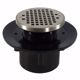 Picture of 4" Heavy Duty ABS Slab Drain Base with 3-1/2" Plastic Spud and 6" Nickel Bronze Strainer with Ring
