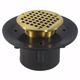Picture of 4" Heavy Duty PVC Slab Drain Base with 3-1/2" Metal Spud and 5" Polished Brass Strainer