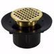 Picture of 4" Heavy Duty ABS Slab Drain Base with 3-1/2" Metal Spud and 6" Polished Brass Strainer