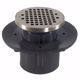 Picture of 4" Heavy Duty PVC Slab Drain Base with 4" Plastic Spud and 6" Nickel Bronze Strainer with Ring