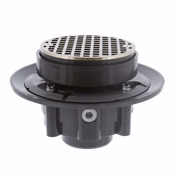 Picture of 2" x 3" LevelBest® Complete Heavy Duty Drain System with 3" Plastic Spud and 5" Nickel Bronze Strainer