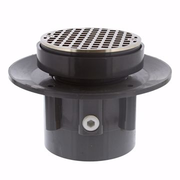 Picture of 4" LevelBest® Complete Heavy Duty Slab Drain System with 3" Plastic Spud and 5" Nickel Bronze Strainer