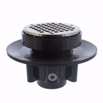 Picture of 2" x 3" LevelBest® Complete Heavy Duty Slab Drain System with 3" Metal Spud and 5" Nickel Bronze Strainer