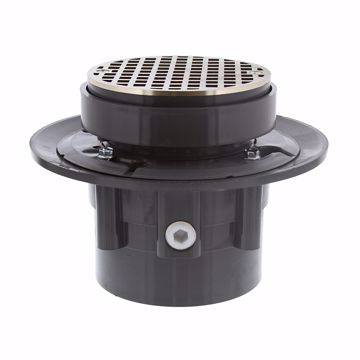 Picture of 2" x 3" LevelBest® Complete Heavy Duty Slab Drain System with 3-1/2" Plastic Spud and 5" Nickel Bronze Strainer