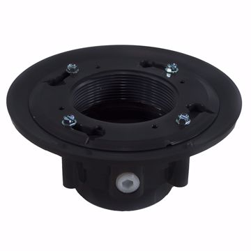 Picture of 3" x 4" PVC Heavy Duty Drain Base with Clamping Ring and Primer Tap, for 3-1/2" Spud