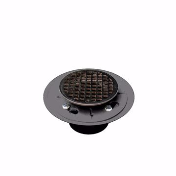 Picture of 2" x 3" PVC Shower Drain with 2" PVC Spud and 4" Round Oil Rubbed Bronze Strainer