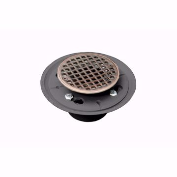 Picture of 2" x 3" PVC Shower Drain with 2" PVC Spud and 4" Round Old World Bronze Strainer