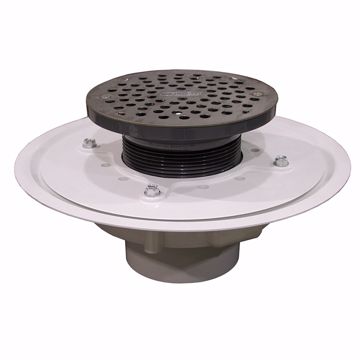 Picture of 3" Heavy Duty PVC Drain Base with 3-1/2" Plastic Spud and 6" Stainless Steel Strainer