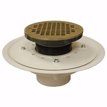 Picture of 3" Heavy Duty PVC Drain Base with 3-1/2" Plastic Spud and 6" Nickel Bronze Strainer