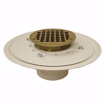 Picture of 3" Heavy Duty PVC Drain Base with 3-1/2" Metal Spud and 5" Nickel Bronze Strainer