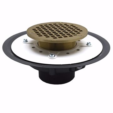 Picture of 3" Heavy Duty PVC Drain Base with 3-1/2" Metal Spud and 6" Nickel Bronze Strainer