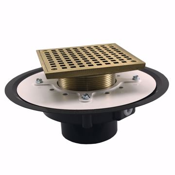 Picture of 4" Heavy Duty PVC Drain Base with 3-1/2" Metal Spud and 6" Nickel Bronze Strainer