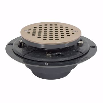 Picture of 2" x 3" PVC Low Profile Drain with 2" PVC Spud and Round Nickel Bronze Cast Strainer