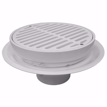 Picture of 2" Heavy Duty Traffic PVC Floor Drain with Full Plastic Grate and Ring and Plastic Debris Bucket