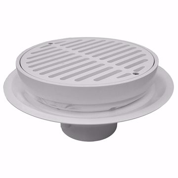 Picture of 4" Heavy Duty Traffic PVC Floor Drain with Full Plastic Grate and Ring and Plastic Debris Bucket