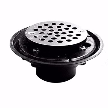Picture of 2" x 3" ABS Shower Drain with 2" ABS Spud and 4" Round Nickel Bronze Cast Strainer