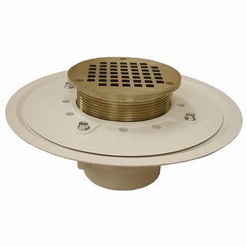 Picture of 3" Heavy Duty PVC Drain Base with 4" Metal Spud and 5" Nickel Bronze Strainer