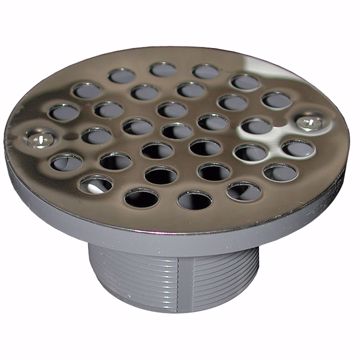 Picture of 2" PVC IPS Plastic Spud with 4" Stainless Steel Round Strainer