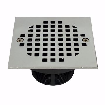 Picture of 2" PVC IPS Plastic Spud with 4" Chrome Plated Square Strainer