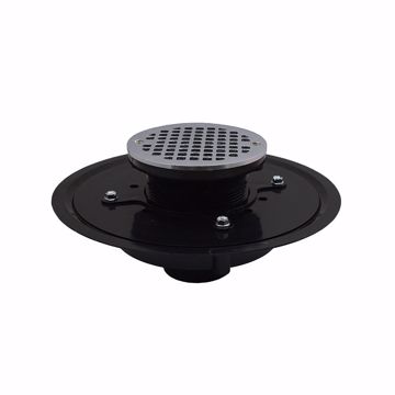 Picture of 3" Heavy Duty ABS Drain Base with 3-1/2" Plastic Spud and 6" Chrome Plated Strainer
