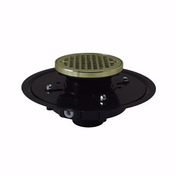 Picture of 3" Heavy Duty ABS Drain Base with 3-1/2" Plastic Spud and 6" Nickel Bronze Strainer with Ring