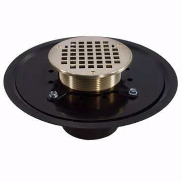 Picture of 2" Heavy Duty ABS Drain Base with 3-1/2" Metal Spud and 5" Nickel Bronze Strainer