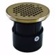 Picture of 4" ABS Over Pipe Fit Drain Base with 3-1/2" Plastic Spud and 6" Nickel Bronze Strainer with Ring