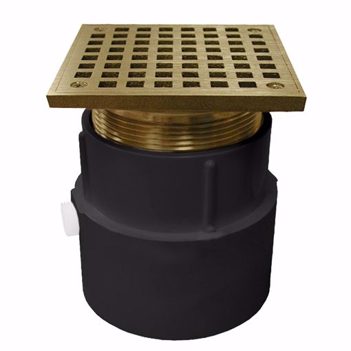 Picture of 4" PVC Over Pipe Fit Drain Base with 3-1/2" Metal Spud and 5" Nickel Bronze Strainer