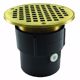 Picture of 3" x 4" PVC Pipe Fit Drain Base with 3-1/2" Metal Spud and 8" Nickel Bronze Strainer