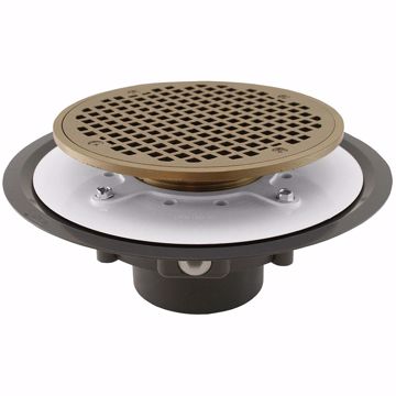 Picture of 3" Heavy Duty PVC Drain Base with 3-1/2" Metal Spud and 8" Nickel Bronze Strainer