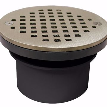 Picture of 3" PVC Inside Pipe Fit Drain Base with 2" Plastic Spud and 4" Nickel Bronze Strainer