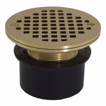Picture of 3” ABS Inside Pipe Fit Adjustable General Purpose Drain with 6” Polished Brass Spud and Strainer