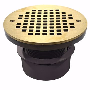 Picture of 4" PVC Inside Pipe Fit Drain Base with 3" Plastic Spud and 6" Nickel Bronze Strainer