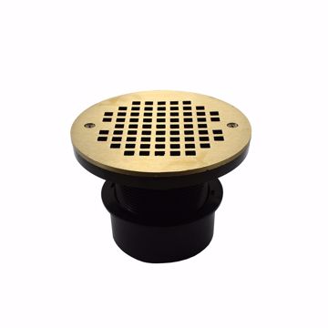Picture of 4" ABS Inside Pipe Fit Drain Base with 3" Plastic Spud and 6" Nickel Bronze Strainer
