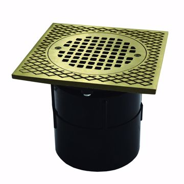 Picture of 4” ABS Pipe Fit Adjustable General Purpose Drain with 7” Square Nickel Bronze Strainer