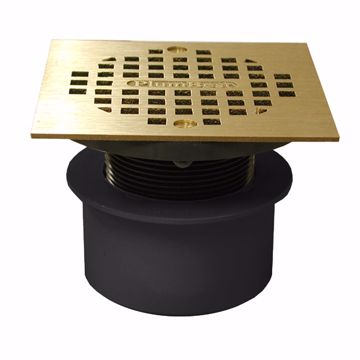 Picture of 3" PVC Inside Pipe Fit Drain Base with 2" Plastic Spud and 4" Polished Brass Strainer