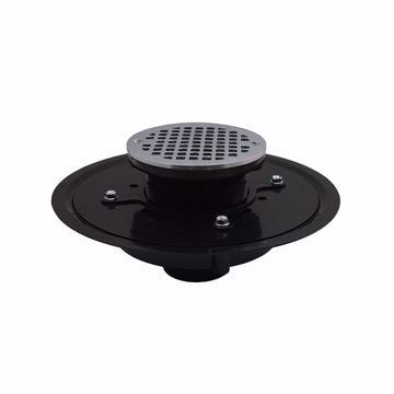 Picture of 2" Heavy Duty ABS Drain Base with 3-1/2" Plastic Spud and 5" Chrome Plated Strainer
