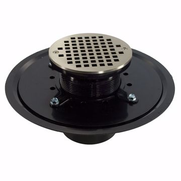 Picture of 3" Heavy Duty ABS Drain Base with 3-1/2" Plastic Spud and 5" Nickel Bronze Strainer