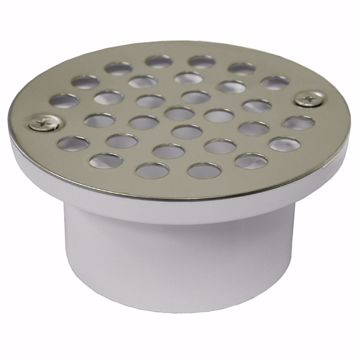 Picture of 2" x 3" General Purpose PVC Drain with 4-1/4" Nickel Bronze Round Strainer