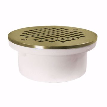 Picture of 4" General Purpose PVC Drain with 6" Polished Brass Round Strainer